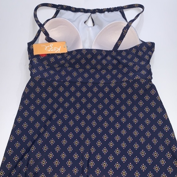 Kona Sol Women's Keyhole High Neck Tankini Top - Oxford Blue - Picture 4 of 14